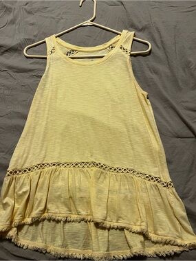 Yellow Sleeveless Ruffle Hem Tank Top